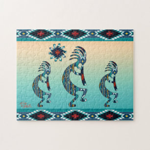 Trois Turquoise Sud-Ouest Kokopelli Jigsaw Puzzle