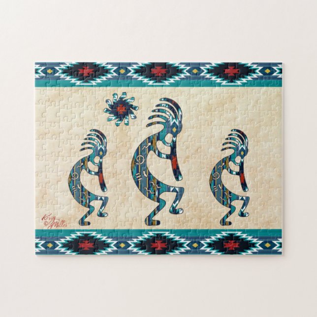 Trois Turquoise Sud-Ouest Kokopelli Jigsaw Puzzle (Horizontal)