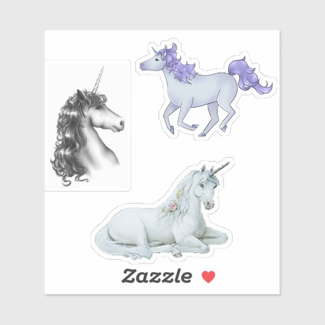 Trois Unicornes Sticker Vinyl Coupé Sur Mesure (Feuille)