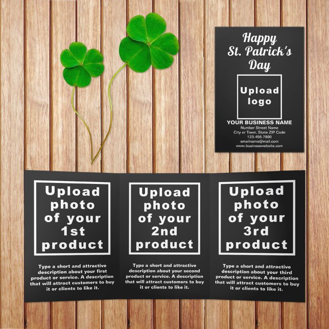 Trois Volets Carte triplée d'affaires Black St. Patrick's Day (Black St. Patrick's Day business trifold card)