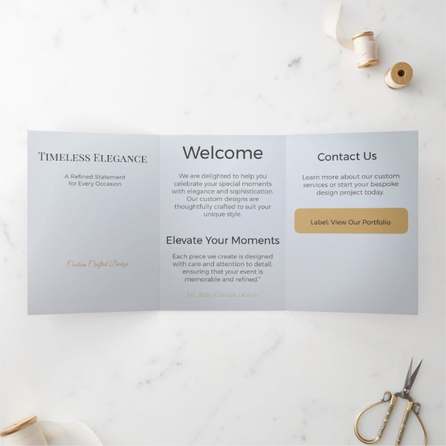 Trois Volets Carte Triptyque Design Minimaliste Élégant Neutre (Intérieur)