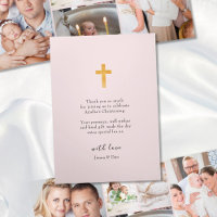 Christening 6 Merci rose photo Carte Tri-Fold
