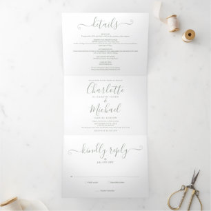 Trois Volets  Élégante invitation de mariage photo de style mod