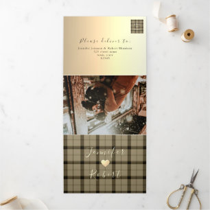 Trois Volets Faux Or Invitation De Mariage D'Hiver Tripliée