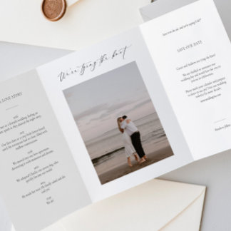 Trois Volets Invitation "Save the Date" triptyque avec photo