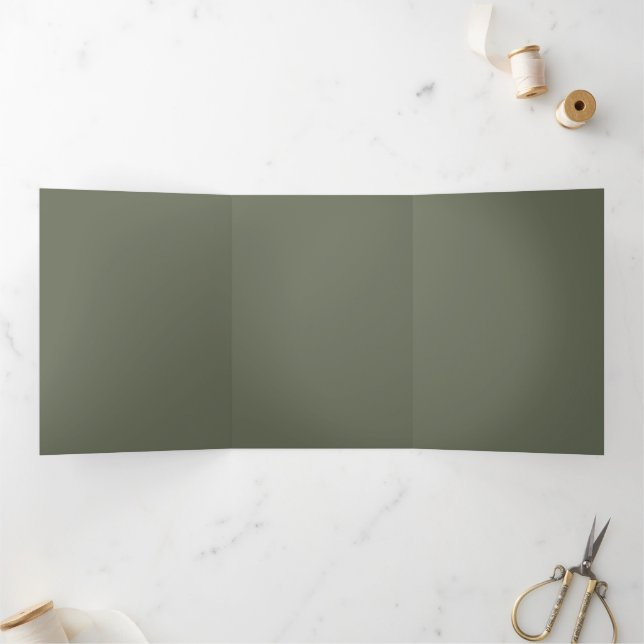 Trois Volets Invitation Trifold Vert de mousse personnalisée (Intérieur)