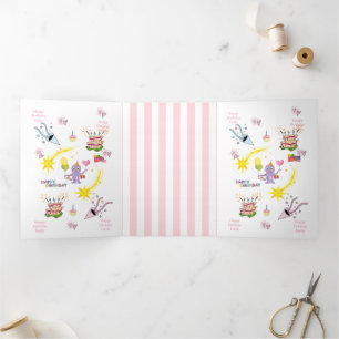 Trois Volets Joyeux Anniversaire Carte Tri-Fold Cakecupake Pieu