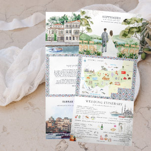 Trois Volets Mariage à Istanbul, Turquie   Invitation pliable e