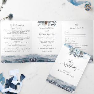 Trois Volets Mariage de la fête des Montagnes Bleues Invitation