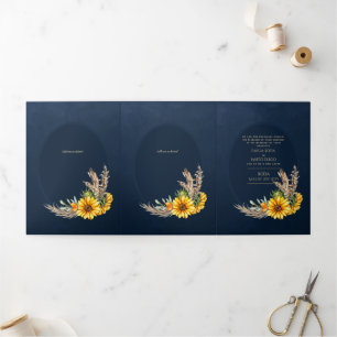 Trois Volets Nuestra Boda 6 pages Sunflower Mariage Invitation