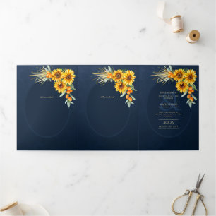 Trois Volets Nuestra Boda 6 pages Sunflower Mariage Invitation
