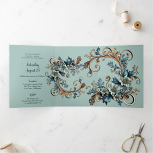 Trois Volets Stylish Floral Sweet 16 Party Invitation