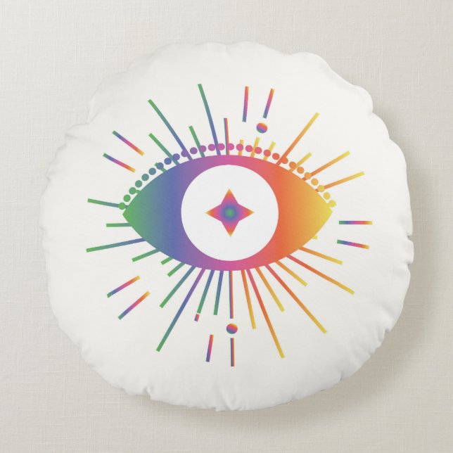 Troisième Coussin rond arc-en-ciel (Devant)