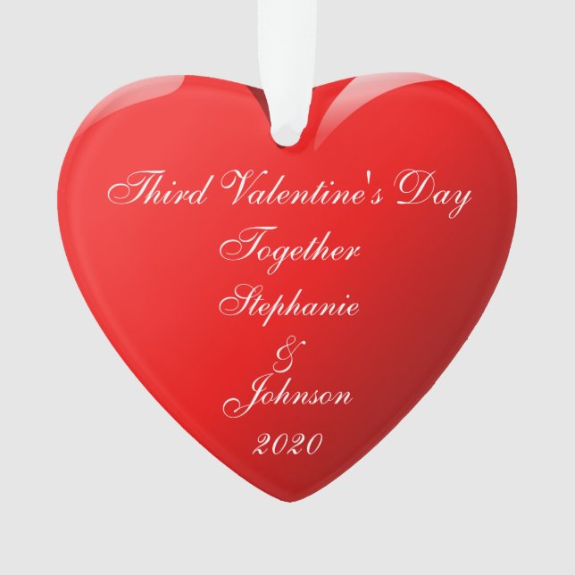 Troisième Saint Valentin Ensemble Noms Coeur Rouge (devant)