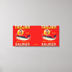 Trojan Brand Salmon Label- Red Canvas Print