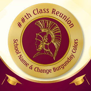Trojan Class Reunion Gifts Favours, Your Colours 3 Inch Round Button