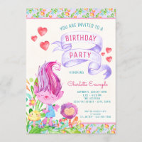 Troll Any Number Birthday Party Invitations