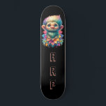 *~* Troll AP89 Hippie Neon Black Initials Flower Skateboard<br><div class="desc">(Search code AP89 for Troll items and AP88 for medieval theme items ) Easily Transfer to other Zazzle Products. BLACK background Skateboard. The Hippie NEON colours just pop Customize / Personalize your INITIALS / MONOGRAM. Cute funny Long Hair Troll . Bright RAINBOW neon colours. This is a Popular Trending design...</div>
