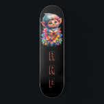 *~* Troll AP89 Hippie Neon Whimsical Initial Cute Skateboard<br><div class="desc">(Search code AP89 for Troll items and AP88 for medieval theme items ) Easily Transfer to other Zazzle Products. BLACK background Skateboard. The Hippie NEON colours just pop Customize / Personalize your INITIALS / MONOGRAM. Cute funny Long Hair Troll . Whimsical Cute Fun Bright RAINBOW neon colours. This is a...</div>