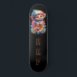 *~* Troll AP89 Hippie Neon Whimsical Initial Cute Skateboard<br><div class="desc">(Search code AP89 for Troll items and AP88 for medieval theme items ) Easily Transfer to other Zazzle Products. BLACK background Skateboard. The Hippie NEON colours just pop Customize / Personalize your INITIALS / MONOGRAM. Cute funny Long Hair Troll . Whimsical Cute Fun Bright RAINBOW neon colours. This is a...</div>