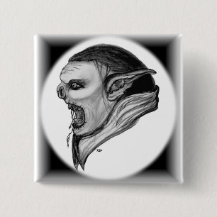 Troll black and white design 2 inch square button