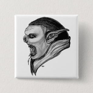 Troll black and white design 2 inch square button