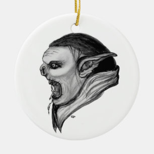 Troll black and white design ceramic ornament