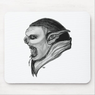 Troll black and white design mouse pad