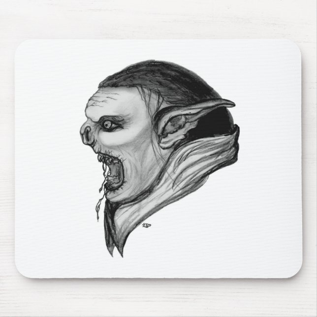 Troll black and white design mouse pad (Front)