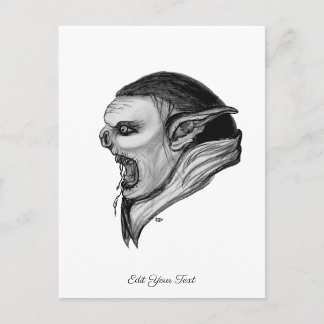 Troll Black and White Design Postcard (Front)
