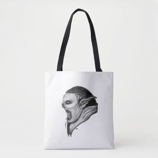 Troll Black and White Design Tote Bag (Front)