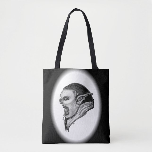 Troll Black and White Design Tote Bag (Front)