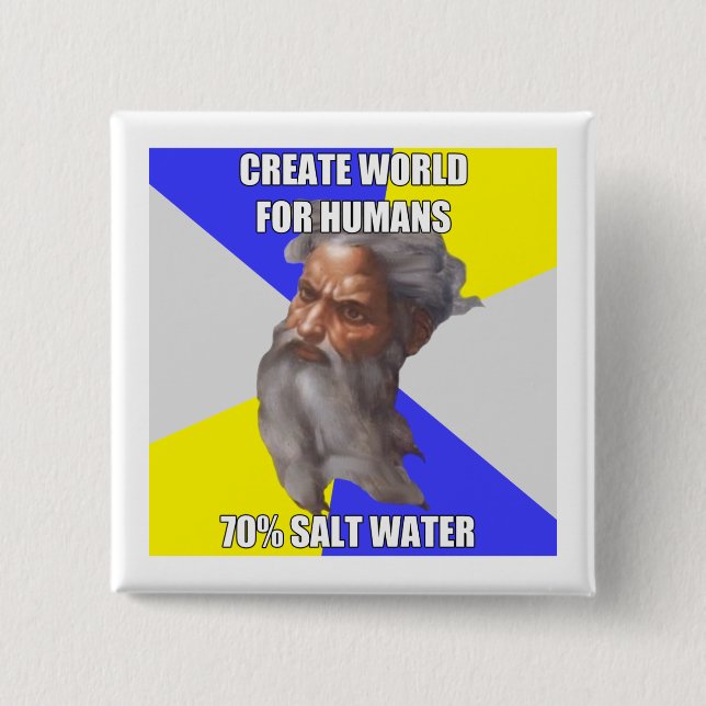 Troll God Saltwater 2 Inch Square Button (Front)