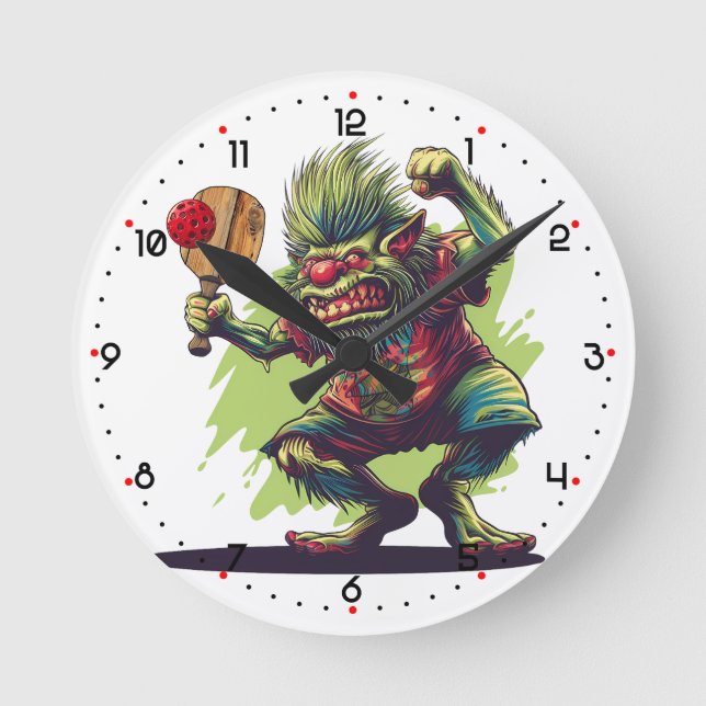 Troll in the Kitchen Pickleball  Round Clock (Front)