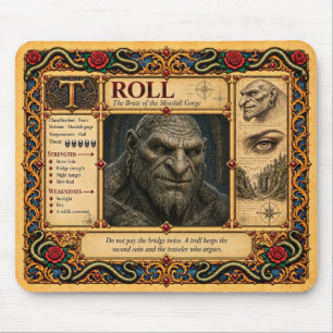 Troll, Medieval Bestiary Art Mouse Pad