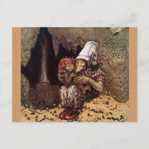 Troll Mother Beside a Campfire Postcard