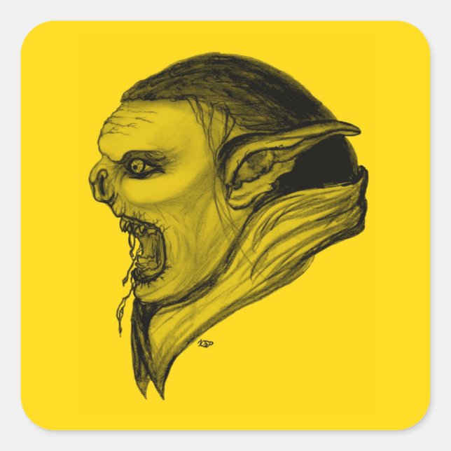 Troll schwarz gelb design square sticker (Front)