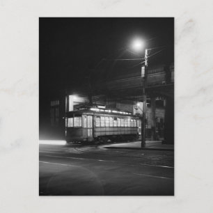 Trolley at Night, 1943 Postcard