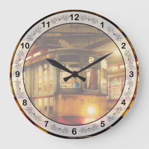 Trolley - Baltimore, MD - Watch your step please Large Clock