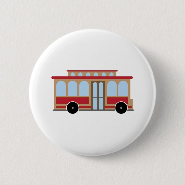 Trolley Car 2 Inch Round Button (Front)