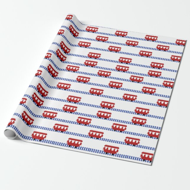 Trolley on tracks  wrapping paper (Unrolled)