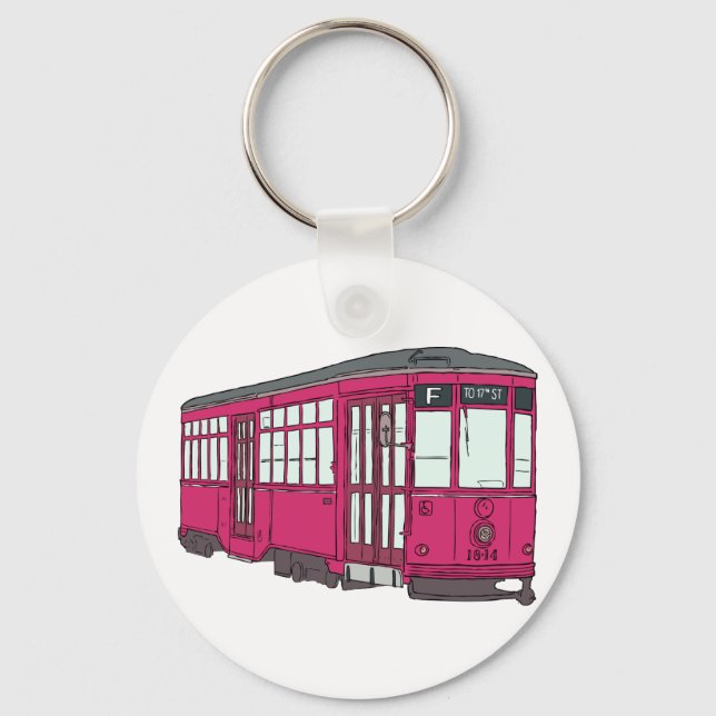 Trolley Trolleybus Streetcar Tram Trolleycar Cars Keychain (Front)