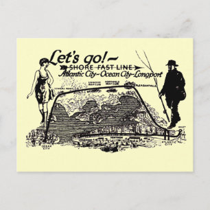 Trolleys de la Shore Fast Line Cartes postales anc