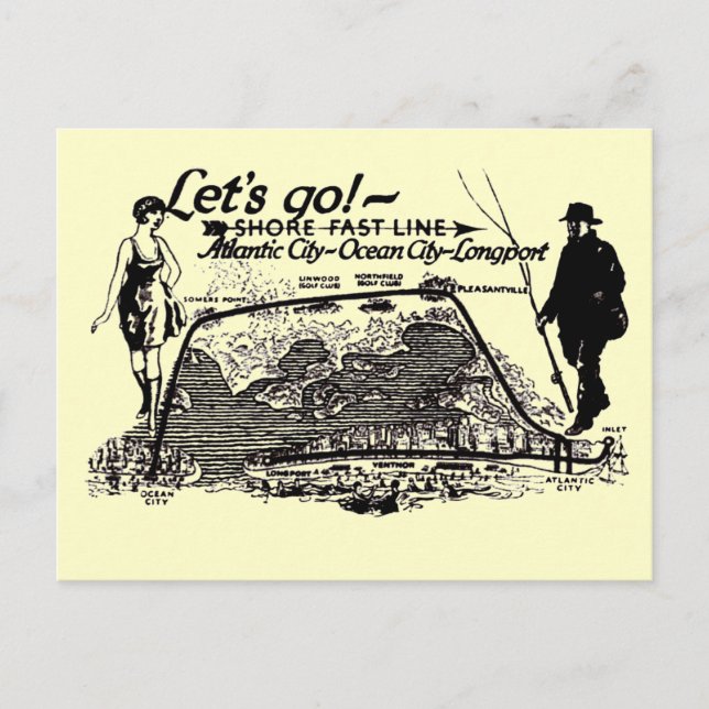 Trolleys de la Shore Fast Line Cartes postales anc (Devant)