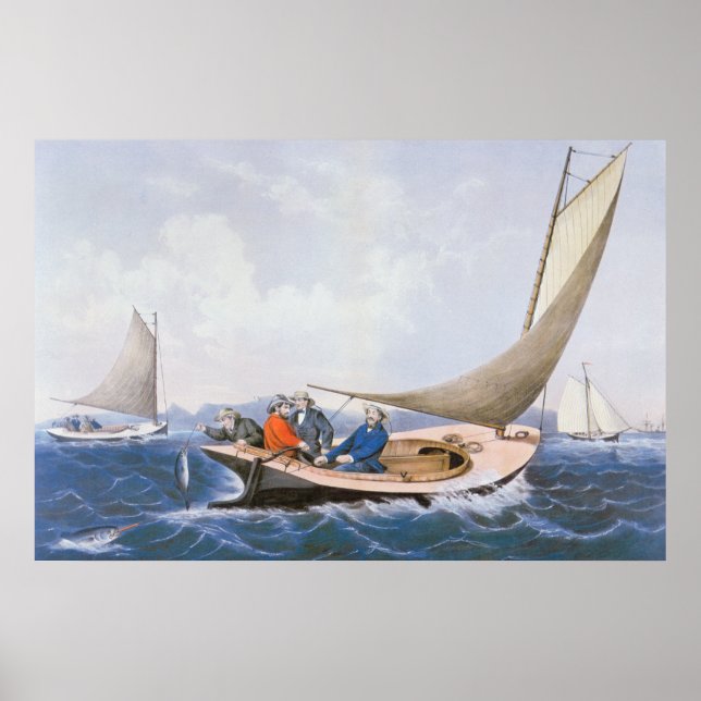 Trolling for blue fish off the coast of Maine Poster (Front)