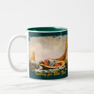 Trolling for Blue Fish Two-Tone Coffee Mug