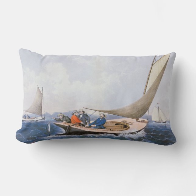 Trolling for Blue Fsh off the Coast of Maine Lumbar Pillow (Front)