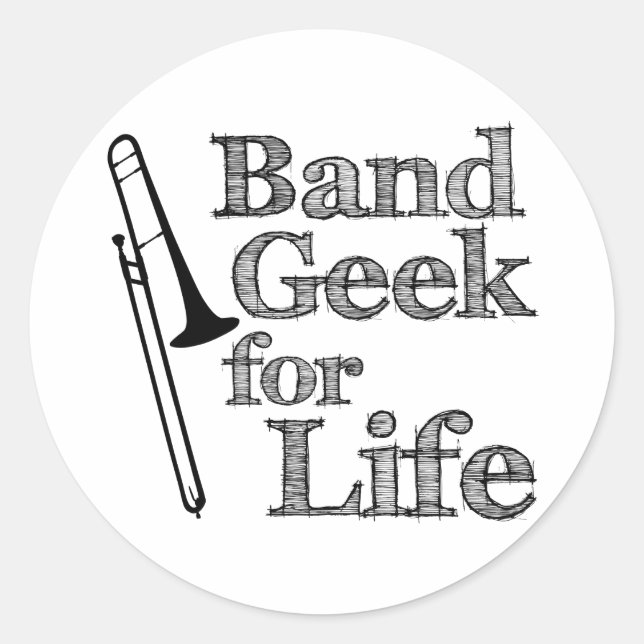 Trombone Band Geek Classic Round Sticker (Front)