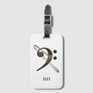 Trombone Bass Clef Music Instrument ID Luggage Tag