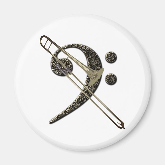Trombone Bass Clef Music Instrument Magnet (Front)